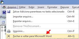 Fechar e voltar para Microsoft Word Fechar e voltar para Microsoft Word
