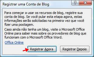 Registrar uma conta de bolg