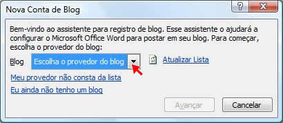 Nova conta de blog