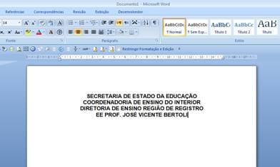 Texto no Word Texto no Word