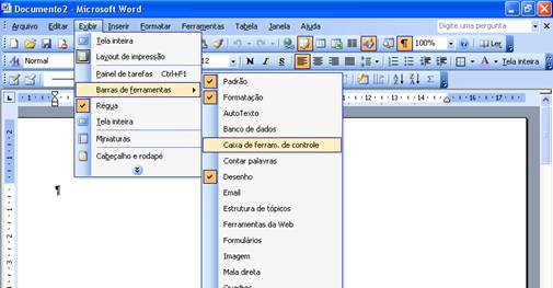 Exibir Caixa de Ferramentas de Controle Exibir Caixa de Ferramentas de Controle
