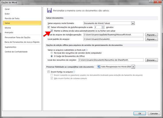 Auto Recuperação no Word