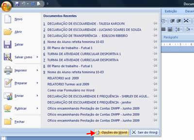 Opções do Word Opções do Word