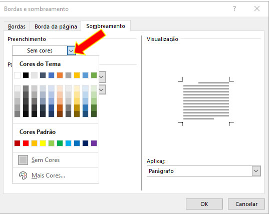 Cores de Preenchimento Cores de Preenchimento