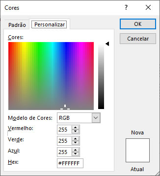 Cores personalizadas Cores Personalizadas