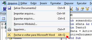 Fechar Editor do Visual Basic
