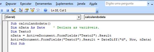Janela de Código Janela de Código