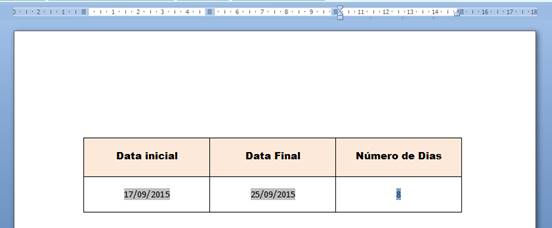 Cálculo com data em formulário no Word Cálculo com data em formulário no Word