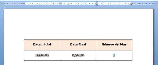 Cálculo com data em formulário no Word