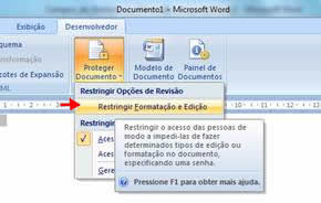 Restringir Formatação e Edição Restringir Formatação e Edição