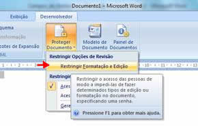 Restringir Formatação e Edição