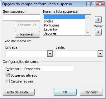 opções do campo de formulário suspenso opções do campo de formulário suspenso