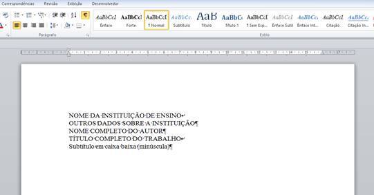 Capa de Trabalho no Word Capa de Trabalho no Word