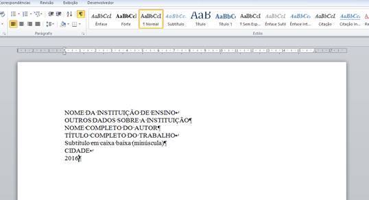 Capa segundo as Normas ABNT Capa segundo as Normas ABNT