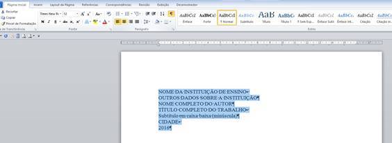 Capa de Trabalho Capa de Trabalho