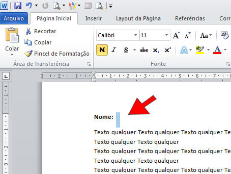 Selecionar espaço para colar especial Selecionar espaço para colar especial