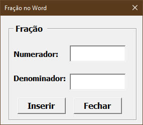 Formulário para Adicionar Fração no Word formulário para adicionar fração no Word