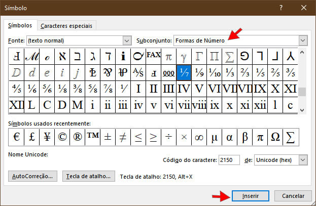 Inserir fração no Word Inserir fração no Word