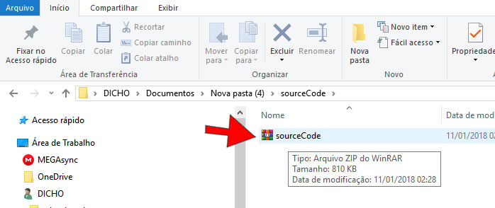 extrair a pasta sourdeCode extrair a pasta sourdeCode