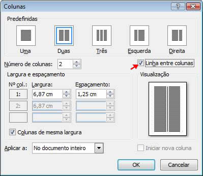 Linha entre colunas Linha entre colunas
