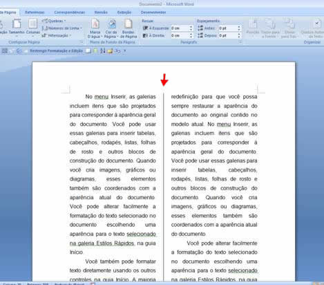 Documento com colunas com linhas divisórias Documento com colunas com linhas divisórias