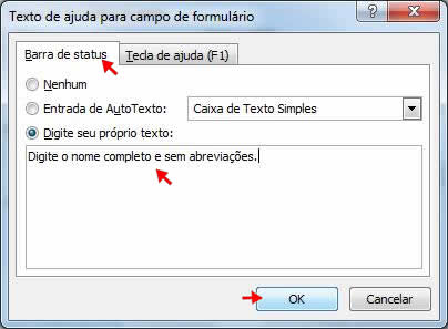 Texto de ajuda para campo de formulário