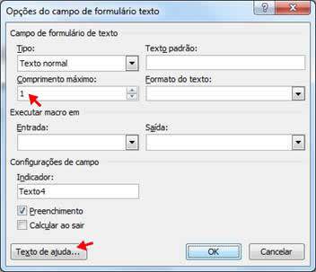opções do campo de formulário texto opções do campo de formulário texto