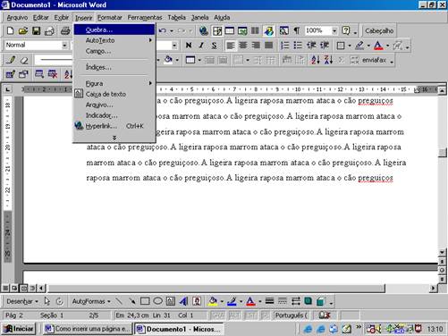 Inserir Quebra Inseir Quebra