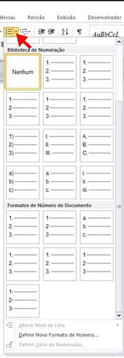 Formatos de numeração no Word 2010 Formatos de numeração no Word 2010