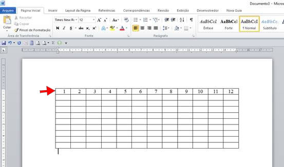 Como Numerar Uma Linha da Tabela no Word 2010