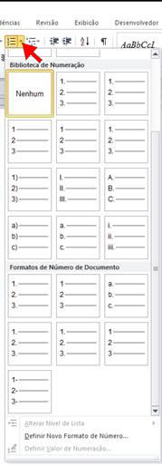 Formatos de numeração no Word 2010