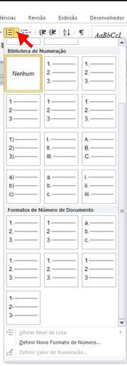 Formatos de numeração no Word 2010