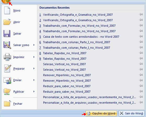 Opções do Word Opções do Word
