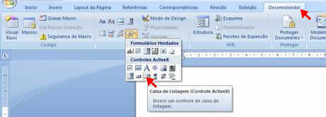 Inserir Caixa de Listagem Inserir Caixa de Listagem