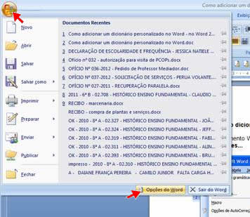 Opções do Word Opções do Word