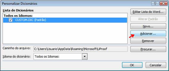 adicionar novo dicionário no word 2007 adicionar novo dicionário no word 2007