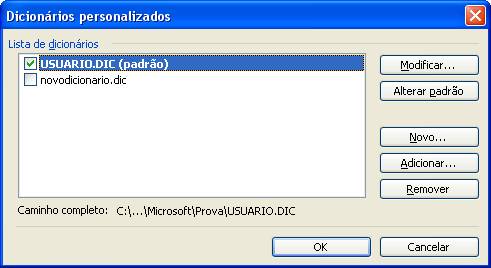 Dicionários Personalizados