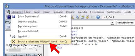 Fechar e Voltar para Microsoft  Word