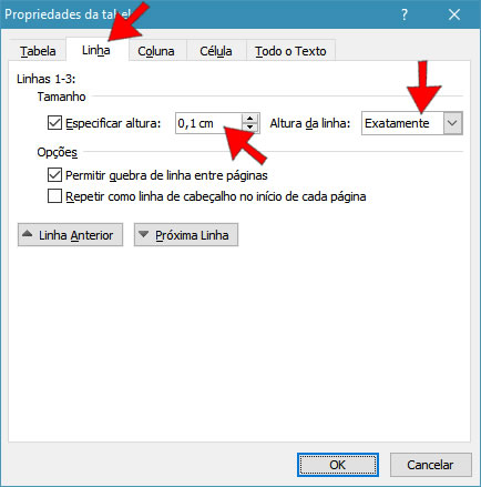 alterar a altura da linha da tabela alterar a altura da linha da tabela