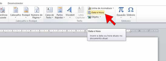 Inserir Data e Hora