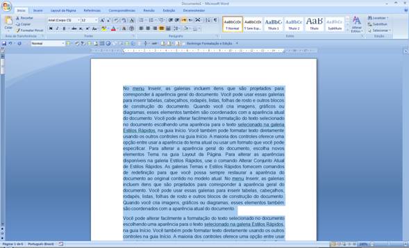 Texto selecionado