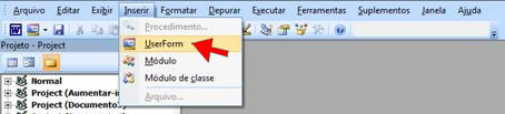 Inserir UserForm Inserir UserForm