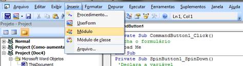 Inserir Módulo Inserir Módulo