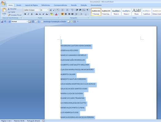 Selecionar Lista Selecionar lista