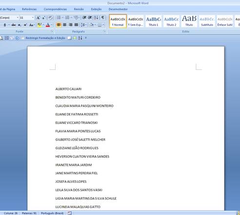 Lista Classificada Lista Classificada