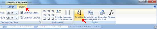 Classificar tabela Classificar tabela