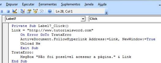 Janela de Código Janela de Código