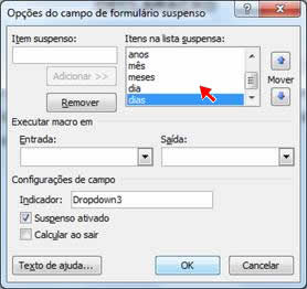 Opções do campo de formulário suspenso Opções do campo de formulário suspenso