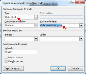Opções do campo de formulário texto opções do campo de formulário texto