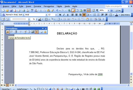 Campo de formulário texto Campo de formulário texto